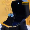 Bông tai vàng trắng nguyên khối Au750 đính viên chủ đá quý Topaz