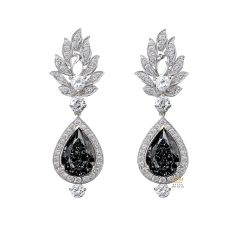 Cặp bông tai kim cương vàng trắng nguyên khối Au750