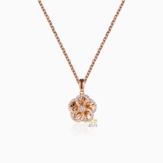 Dây Chuyền The Rose Bloom vàng hồng nguyên khối Au750 đính kim cương