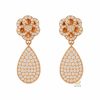 Bông tai Camellia Dewdrop vàng hồng nguyên khối Au750 đính kim cương