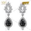 Cặp bông tai kim cương vàng trắng nguyên khối Au750