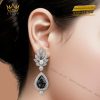 Cặp bông tai kim cương vàng trắng nguyên khối Au750