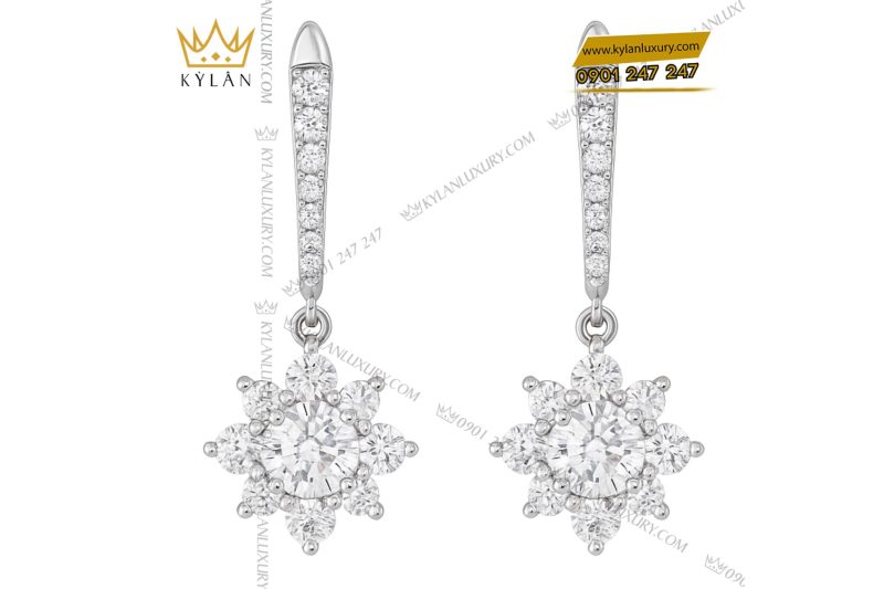 Bông tai Snowlight Elegance vàng trắng nguyên khối Au750 đính kim cương