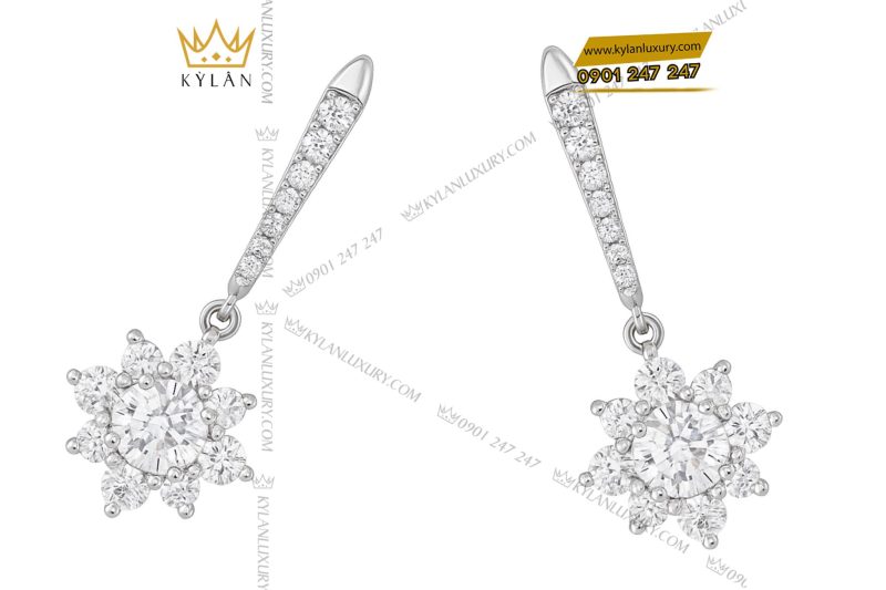 Bông tai Snowlight Elegance vàng trắng nguyên khối Au750 đính kim cương