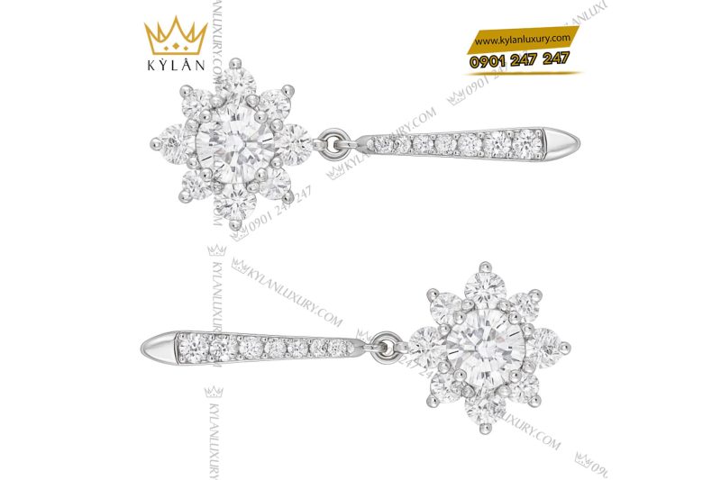 Bông tai Snowlight Elegance vàng trắng nguyên khối Au750 đính kim cương