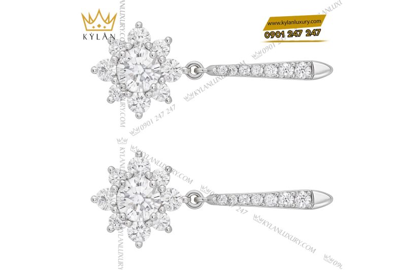 Bông tai Snowlight Elegance vàng trắng nguyên khối Au750 đính kim cương
