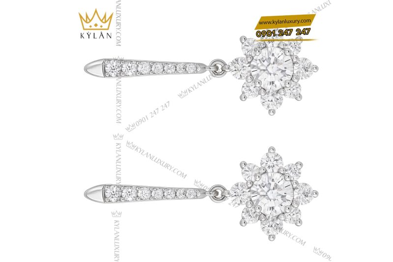 Bông tai Snowlight Elegance vàng trắng nguyên khối Au750 đính kim cương