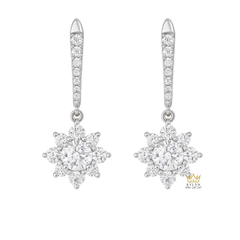 Bông tai Snowlight Elegance vàng trắng nguyên khối Au750 đính kim cương