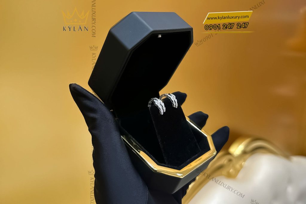 Kỳ Lân Luxury BONG TAI RAN 8 Cặp bông tai rắn vàng trắng nguyên khối Au750 đính kim cương