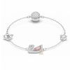 Lắc tay Swarovski vàng trắng nguyên khối Au750 đính kim cương