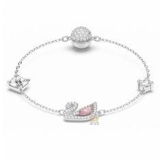 Lắc tay Swarovski vàng trắng nguyên khối Au750 đính kim cương