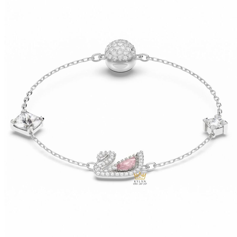 Lắc tay Swarovski vàng trắng nguyên khối Au750 đính kim cương