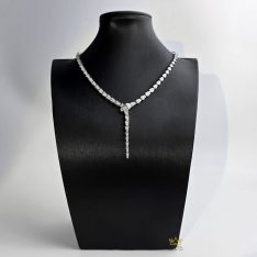 Dây chuyền rắn vàng trắng nguyên khối Au750 đính kim cương