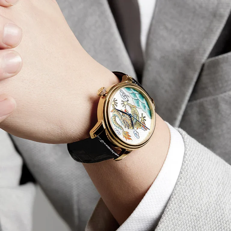 Kỳ Lân Luxury Dong ho Rong trang men Bac Kinh3 Đồng hồ Rồng tráng men Bắc Kinh