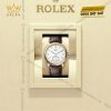 Rolex 1908 m52508 – đồng hồ vàng kim 18 ct, 39mm, mặt số trắng tinh khôi, dây da cá sấu sang trọng, bộ máy Calibre 7140 chuẩn xác.
