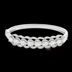Vòng tay Sunflower vàng trắng nguyên khối Au750 đính kim cương