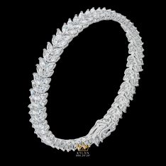 Lắc Tay Serene Stream vàng trắng nguyên khối Au750 đính kim cương