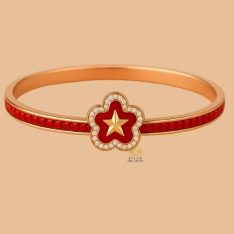 Vòng Tay Ánh Sao Đỏ Vàng Au750 đính kim cương và đá quý