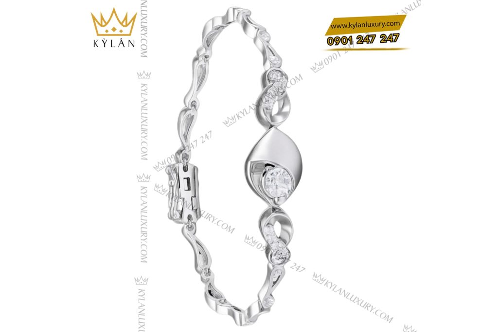 Kỳ Lân Luxury LAC TAY 2 1 Lắc tay vàng trắng nguyên khối Au750 đính kim cương