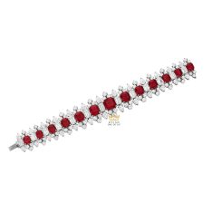 Lắc tay Imperial Flame vàng trắng nguyên khối Au750 đính đá quý đỏ
