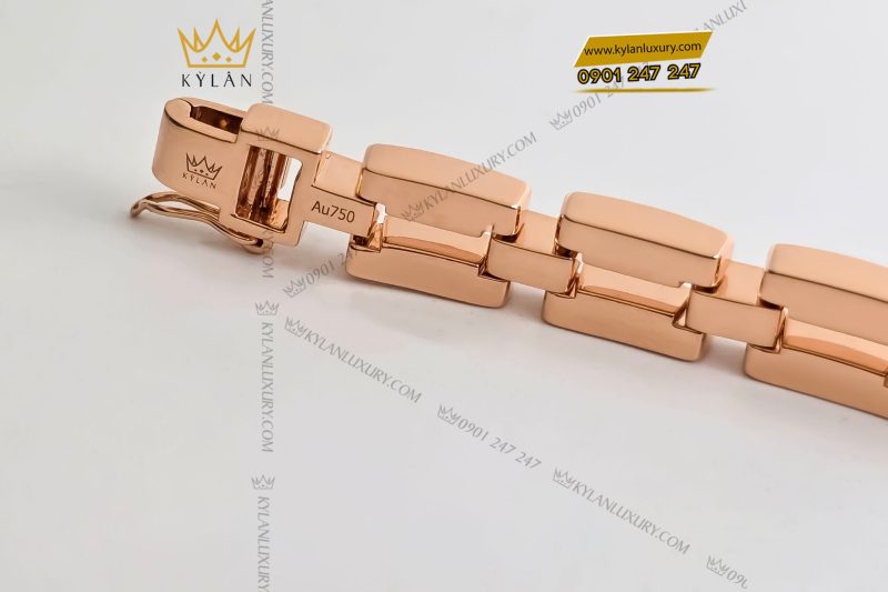 Lắc tay vàng hồng nguyên khối Au750 đính kim cương