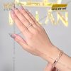 Lắc tay vàng hồng nguyên khối Au750 đính kim cương