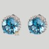 Bông tai vàng trắng nguyên khối Au750 đính viên chủ đá quý Topaz