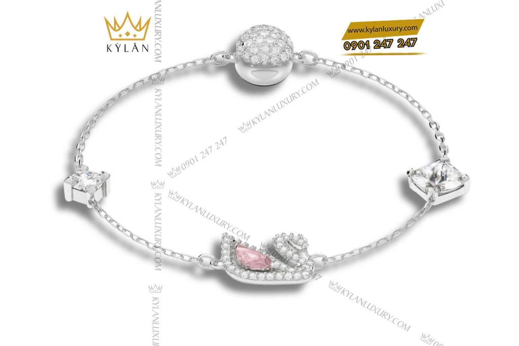 Kỳ Lân Luxury Lac Tay Swarovski Vang Trang Au750 Dinh Kim Cuong 2 Lắc tay Swarovski vàng trắng nguyên khối Au750 đính kim cương