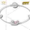 Lắc tay Swarovski vàng trắng nguyên khối Au750 đính kim cương