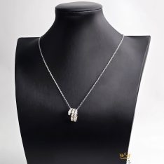Mặt dây chuyền hình rắn vàng trắng nguyên khối Au750 đính kim cương