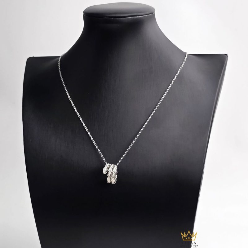 Mặt dây chuyền hình rắn vàng trắng nguyên khối Au750 đính kim cương