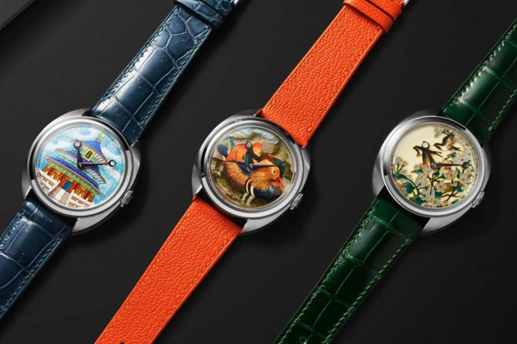 Kỳ Lân Luxury Men Xiong Đồng hồ Trung Quốc với mặt số tráng men