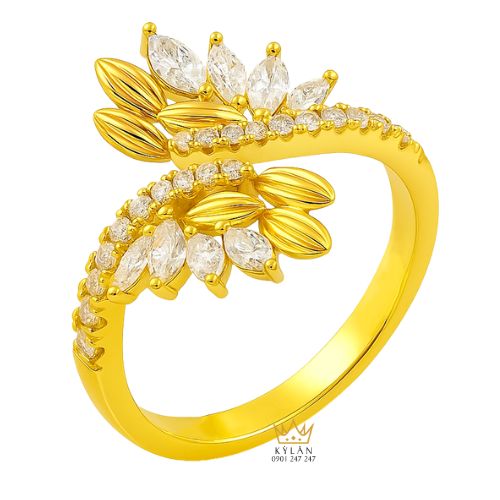 Nhẫn Flower Ring vàng nguyên khối Au750 đính kim cương