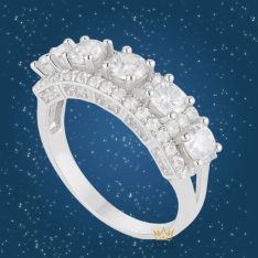 Nhẫn Pure vàng trắng nguyên khối Au750 đính kim cương