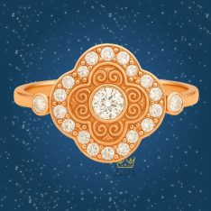 Nhẫn Étoile vàng hồng nguyên khối Au750 đính kim cương