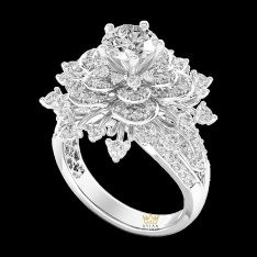Nhẫn Radiant Flora vàng trắng nguyên khối Au750 đính kim cương