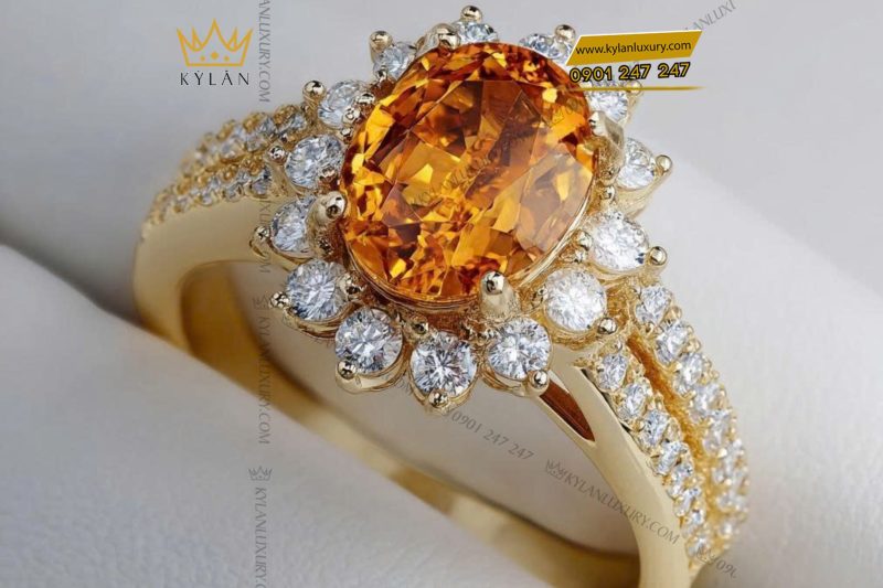 Nhẫn Lysandra vàng nguyên khối Au750 đính kim cương