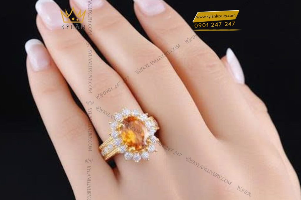 Nhẫn Lysandra vàng nguyên khối Au750 đính kim cương