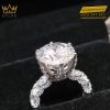 Nhẫn nữ vàng trắng nguyên khối Au750 đính viên chủ 13ly