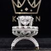 Nhẫn nữ vàng trắng nguyên khối Au750 đính viên chủ 13ly2