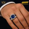 Nhẫn Royal Blue vàng trắng nguyên khối Au750 đính đá quý