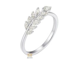 Nhẫn Hạt Ngọc Lúa Vàng vàng trắng nguyến khối Au750 đính kim cương