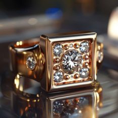 Nhẫn Noble vàng nguyên khối Au750 đính kim cương