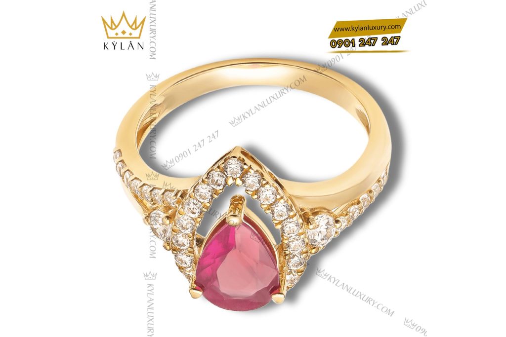 Kỳ Lân Luxury NHAN VANG HONG DA RUBY 2 Nhẫn Eternal vàng hồng nguyên khối Au750 đính đá quý