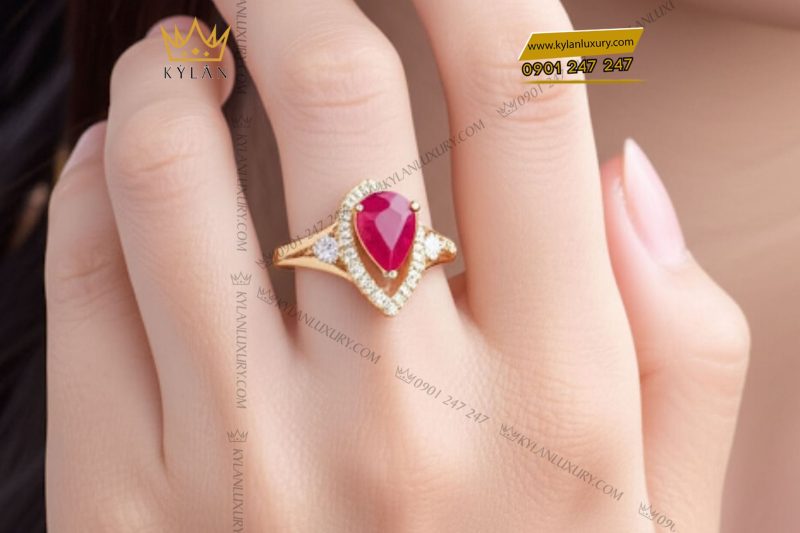 Nhẫn Eternal vàng hồng nguyên khối Au750 đính đá quý