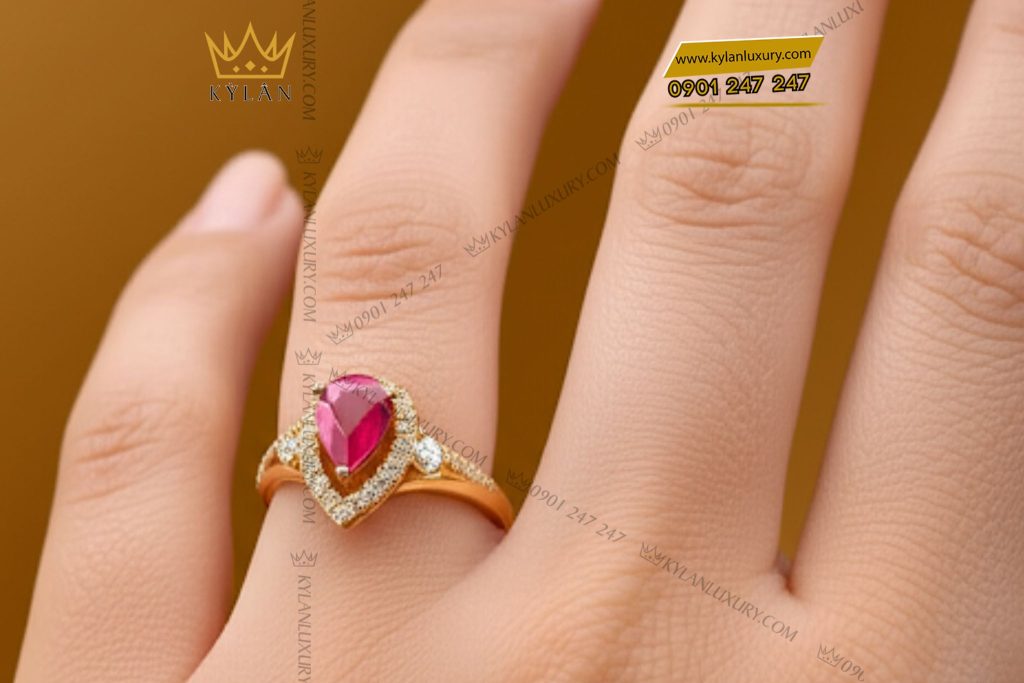 Nhẫn Eternal vàng hồng nguyên khối Au750 đính đá quý