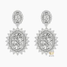 Bông tai The Queen vàng trắng nguyên khối Au750 đính kim cương