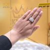 Nhẫn nam vàng trắng nguyên khối Au750 đính viên chủ kim cương 6ly6