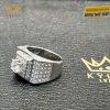Nhẫn nam vàng trắng nguyên khối Au750 đính viên chủ kim cương 6ly6