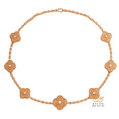 Dây chuyền Fleur de Lune vàng hồng nguyên khối Au750 đính kim cương
